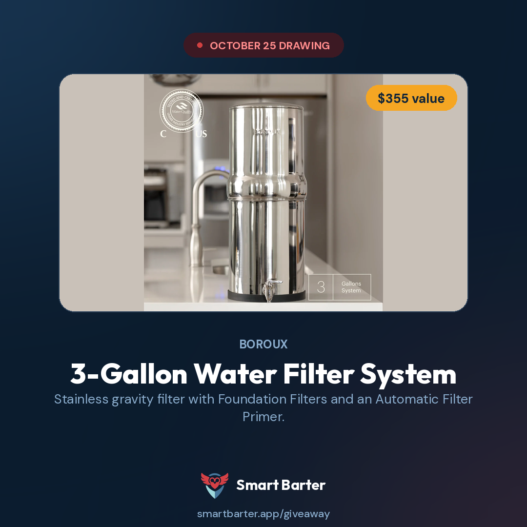 Boroux 3-Gallon Water Filter System with Foundation Filters + Automatic Filter Primer